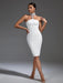 Sculpted Elegance: White Halter Neck Bodycon Dress for Unforgettable Evenings