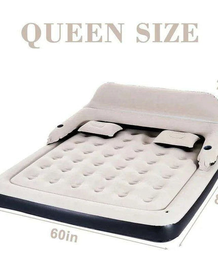 Premium Plush Inflatable Queen Sofa Bed with Adjustable Recline & Integrated Drink Holders