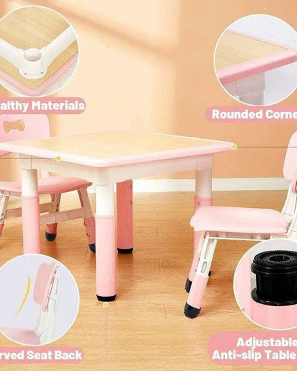 Versatile Activity Table and Chair Set for Kids with 2 Adjustable Chairs - Ideal Creative Space for Ages 3-8