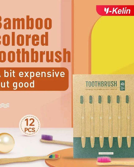 12 Pcs Charcoal Bamboo Toothbrushes Soft Eco-Friendly