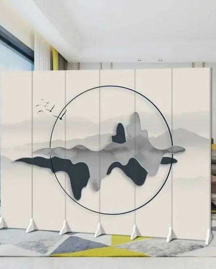 Versatile Mobile Folding Chinese Partition Screen for Hotels and Offices - Dual-Sided Conference Divider