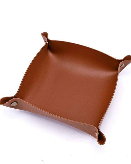 Chic Faux Leather Folding Valet Tray - Elegant Organizer for Home and Office