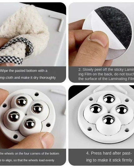 4-Pack Premium Heavy Duty Stainless Steel Furniture Casters with 360° Mobility and Easy Peel-and-Stick Installation (Load Capacity: 20/200Kg)