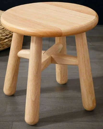 Rustic Kids' Round Wooden Bench - Stylish Multi-Use Stool for Home Decor