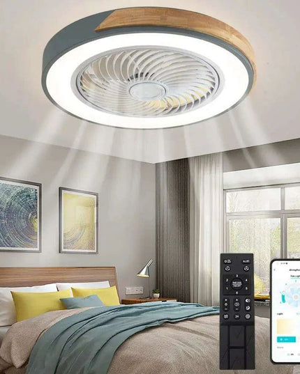 Modern Wooden Ceiling Fan with Remote Control & Adjustable LED Lighting