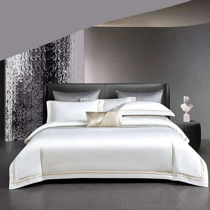 Elegant 1000TC Egyptian Cotton Silky Soft Embroidered Bedding Collection with Duvet Cover, Sheet, and Pillowcases