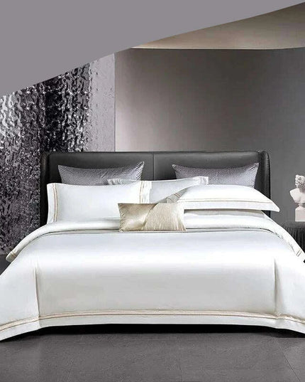Elegant 1000TC Egyptian Cotton Silky Soft Embroidered Bedding Collection with Duvet Cover, Sheet, and Pillowcases