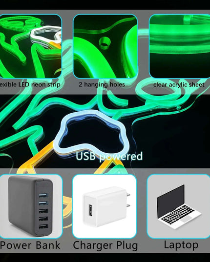 Alien Cheers LED Neon Light - Unique Illuminated Decor for Game Rooms and Bars