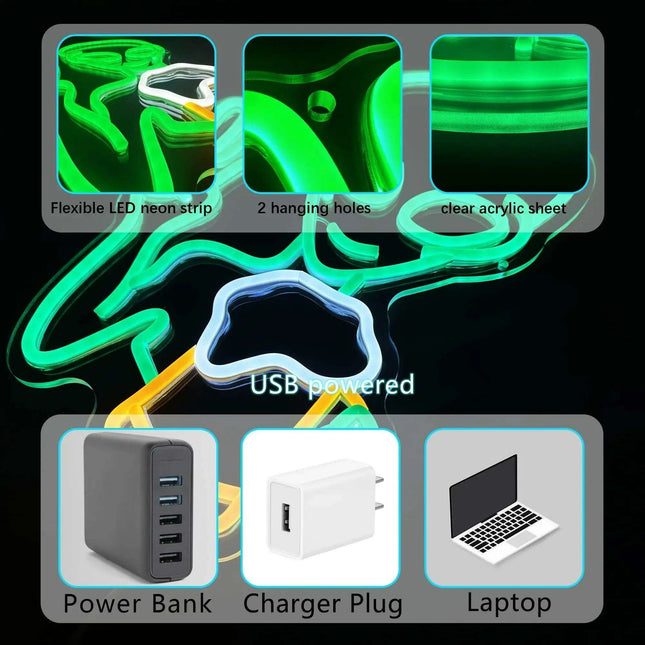 Alien Cheers LED Neon Light - Unique Illuminated Decor for Game Rooms and Bars