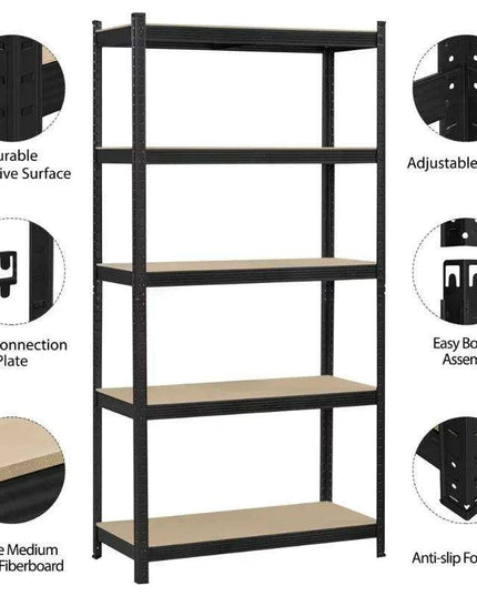 5-Tier Heavy-Duty Adjustable Metal Storage Rack - Versatile Organizer for Home, Garage, and Warehouse by SmileMart