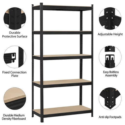Adjustable 5-Tier Metal Storage Rack for Garage/Warehouse/Home by SmileMart