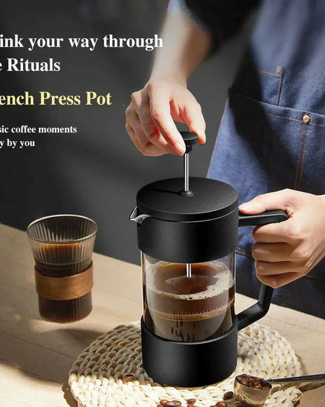 Stylish Borosilicate Glass French Press - Choose from 350ML, 600ML, and 1000ML for Exceptional Brewing