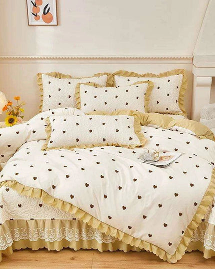 Chic Floral Ruffle Queen Bedding Set