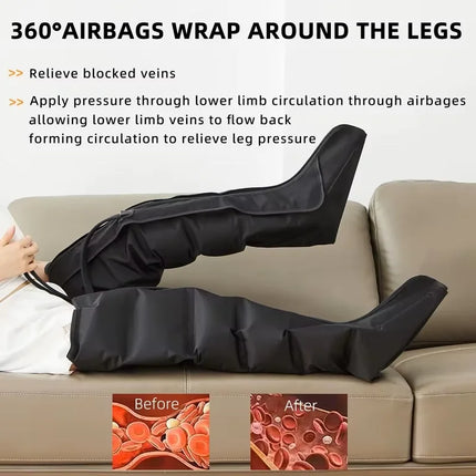 Electric Air Pressure Leg & Calf Massager — Remote Control, Deep Kneading