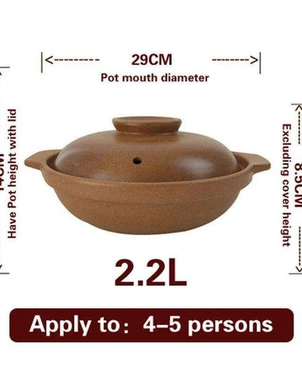 Traditional Unglazed Chinese Clay Casserole - Authentic Stew Pot for Gas Stove Cooking