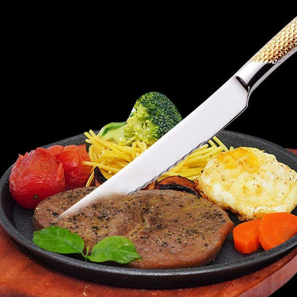 Luxurious Gold-Plated Stainless Steel Flatware Collection - Available in 8 to 24 Piece Sets for Elegant Dining Experiences