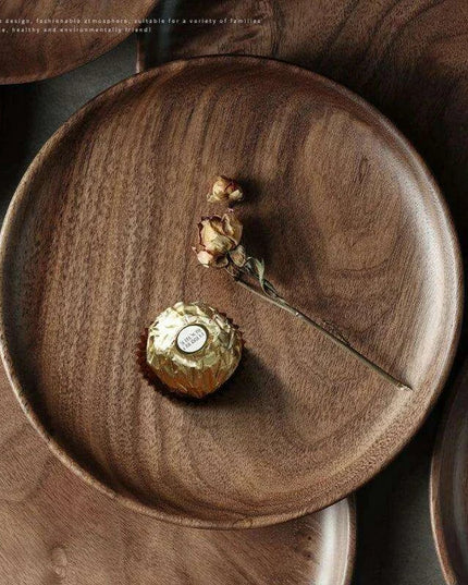 Elegant Japanese Walnut Round Serving Platter for Upscale Events