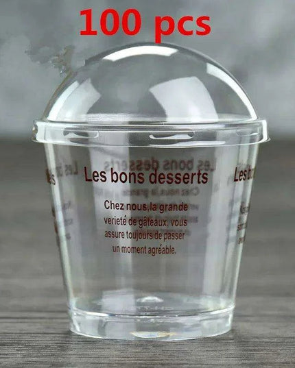 Elegant Clear Dessert Cup Collection with Lids and Scoops - Perfect for Ice Cream, Yogurt, and Mousse