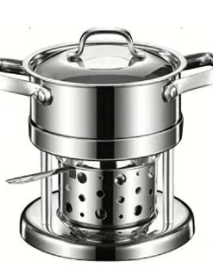 Solo Dining Stainless Steel Pot Set with Integrated Alcohol Burner