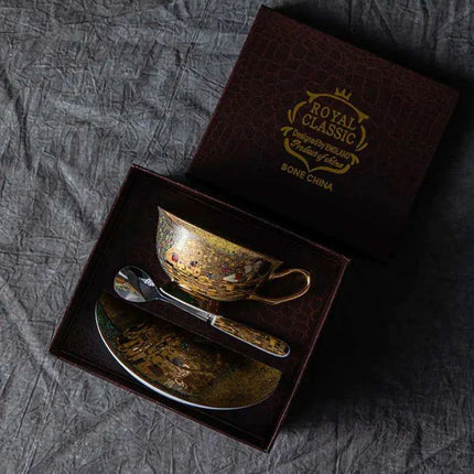 Klimt Kiss Luxury Bone China Tea and Coffee Set with Elegant Gift Presentation