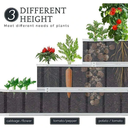 Stylish 3-Tier Galvanized Steel Raised Garden Bed Kit for Modern Planting