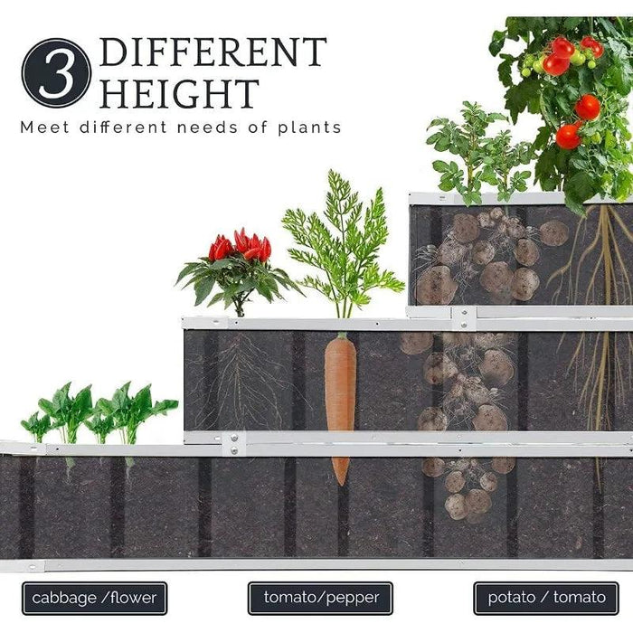 3-Tier Galvanized Steel Raised Garden Bed Kit, Expandable Frame for Growing Plants