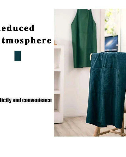 Chic Cotton Linen Apron with Stylish Wide Straps for Women - Your Perfect Cooking Companion