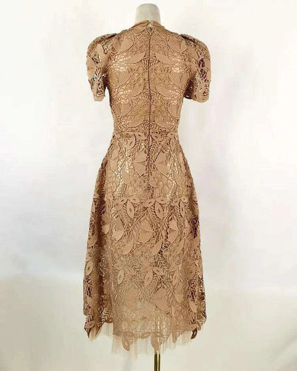 Elegant Bow-Detail Lace Halter Neck Dress for Women's Summer Events 2024