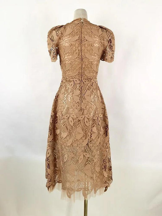 Elegant Bow-Detail Lace Halter Neck Dress for Women's Summer Events 2024