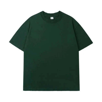 Retro Distressed Oversized Black T-Shirt - Unisex Heavyweight Cotton Urban Fashion