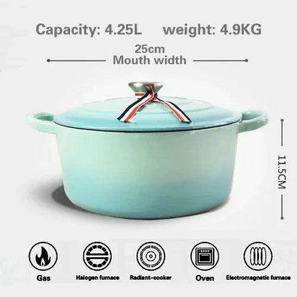 Premium Enamel-Coated Cast Iron Soup and Stew Cookware Set - Induction Compatible