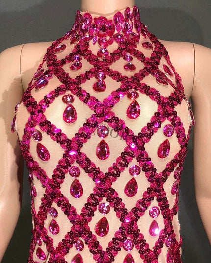 Radiant Rose Pink Sequin Mesh Bodycon Dress - Perfect for Celebratory Occasions