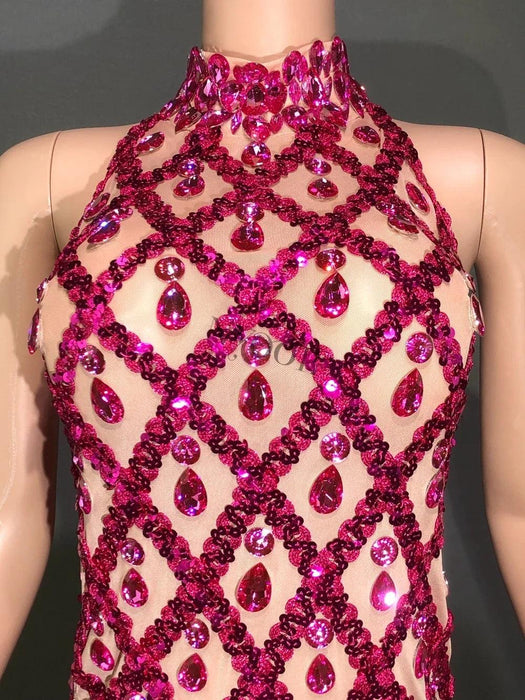 Radiant Rose Pink Sequin Mesh Bodycon Dress - Perfect for Celebratory Occasions