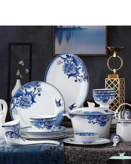 Elegant Blue and White Porcelain Dining Collection: Elevate Your Dining Experience with Timeless Charm