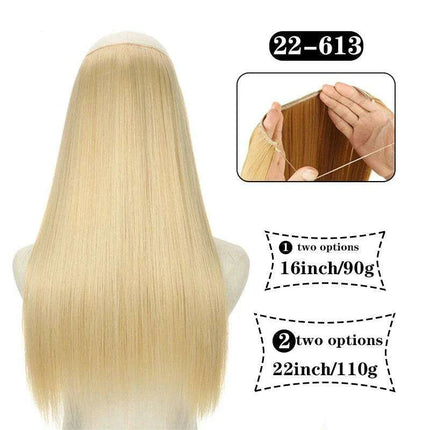 Blonde and Black Halo Hair Extensions for Effortless Volume and Length Boost