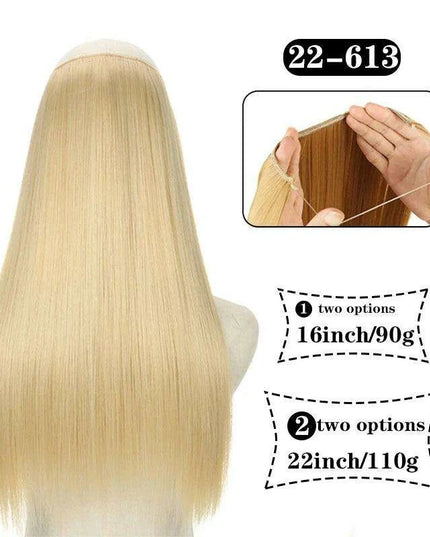 Blonde and Black Halo Hair Extensions for Effortless Volume and Length Boost