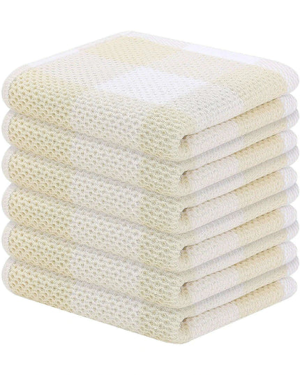 Elegant Cotton Waffle Weave Kitchen Towel and Scrubbing Pad Collection