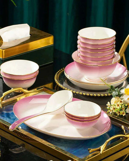 Exquisite Jingdezhen Bone Porcelain Dining Set: Sophisticated Tableware for Upscale Dining Events