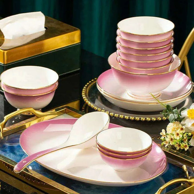 Exquisite Jingdezhen Bone Porcelain Dining Set: Sophisticated Tableware for Upscale Dining Events
