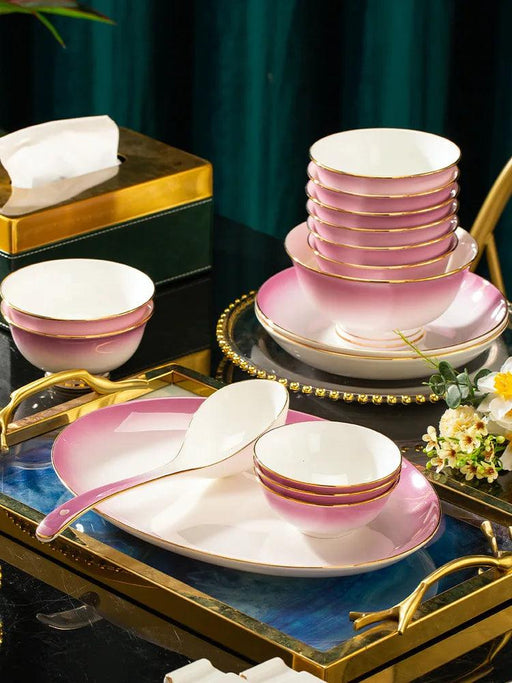 Exquisite Jingdezhen Bone Porcelain Dining Set: Sophisticated Tableware for Upscale Dining Events
