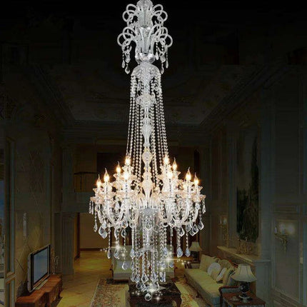 Stunning K9 Crystal Chandelier for Opulent Staircases and Lobbies - Options for 12, 15, 18, and 24 Lights