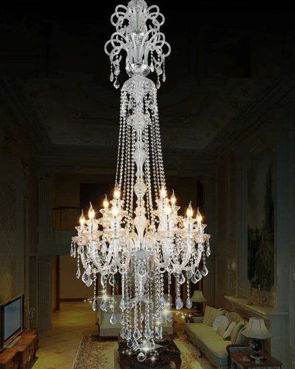 Stunning K9 Crystal Chandelier for Opulent Staircases and Lobbies - Options for 12, 15, 18, and 24 Lights
