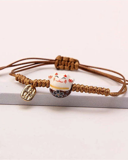 Lucky Cat Beaded Bracelet - Adjustable Harajuku Fashion Statement for Trendy Girls