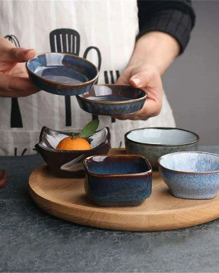 Chic Ceramic Soy Sauce Dipping Dish Set with Multi-Purpose Serving Tray