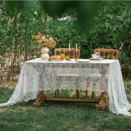 HZTsingYi White Lace Tablecloth - Elegant Wedding & Picnic Decor