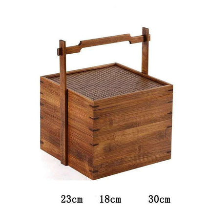 Vintage Artisan Wooden Fruit Holder with Chic Lid and Dividers | Timeless Style