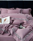 Purple / Queen Size 4pcs / Fitted Bed Sheet