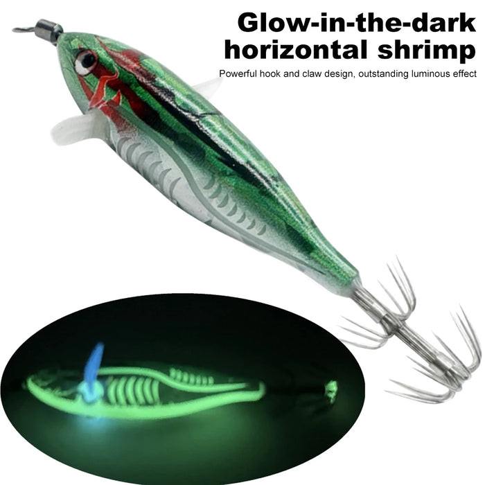 Nightshine Squid Jigging Shrimp Lure: 5.5g Glow Egi Bait for Night Fishing Success