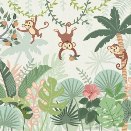 Tropical Monkey Wall Mural – Custom-Size, Multiple Finishes