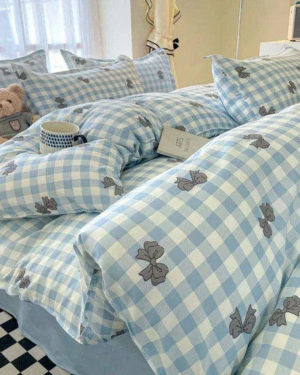 Nordic Lattice Green Grid Bedding Ensemble